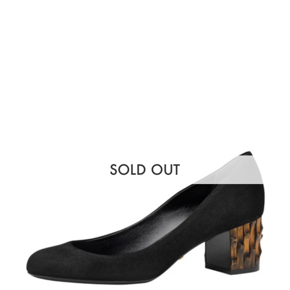 Gucci black suede bamboo low heel